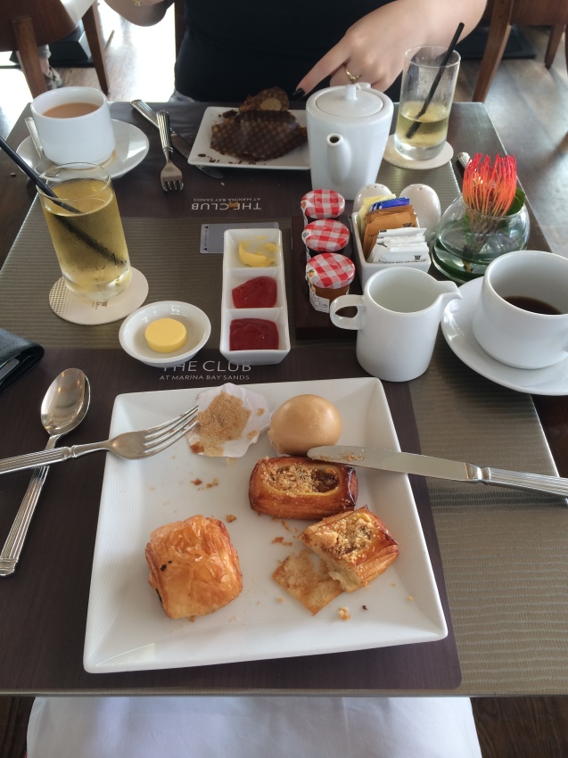 Breakfast at the Sky on 57 restaurant located on the top floor of the Marina Bay Sands.